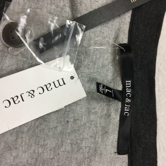 NWT Mac & Jac Cardigan Sweater L Large Womans Gray Black Knit Long Sleeve Button - Picture 5 of 11